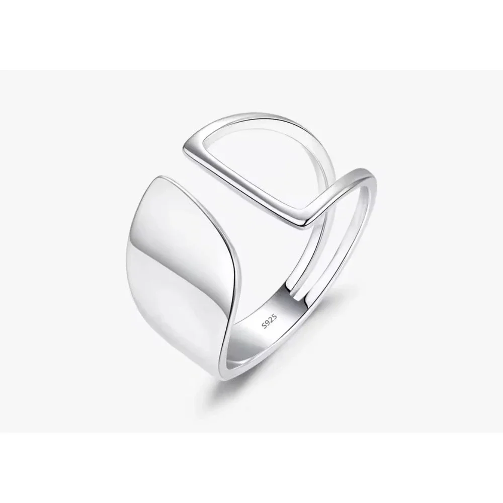 Unisex Unique,‎ 925 Silver Minimalist Ring, Adjustable